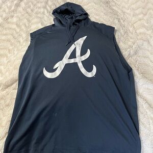 Navy Sleeveless Atlanta Braves Hoodie XL